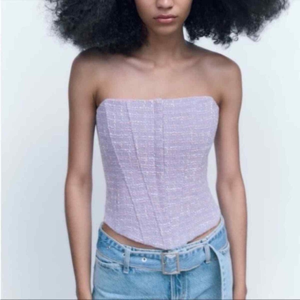 Zara lavender tweed corset top NWT